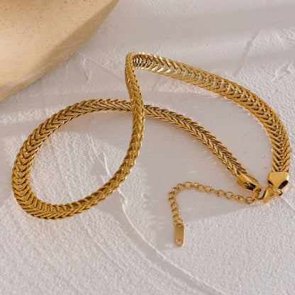 Fishtail Braid Chain Necklace & Bracelet