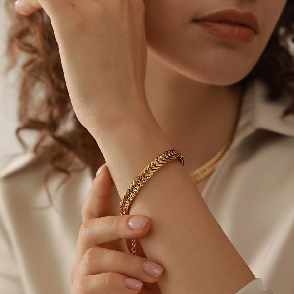 Fishtail Braid Chain Necklace & Bracelet