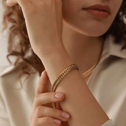 Fishtail Braid Chain Necklace & Bracelet