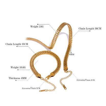 Fishtail Braid Chain Necklace & Bracelet