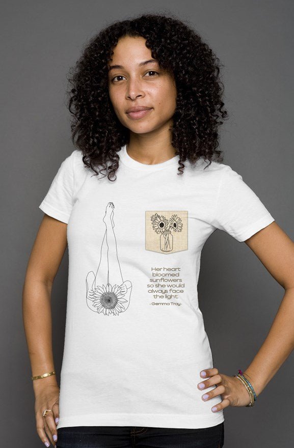 Heart of Sunflowers Triblend Pocket Tee - Stella Sage