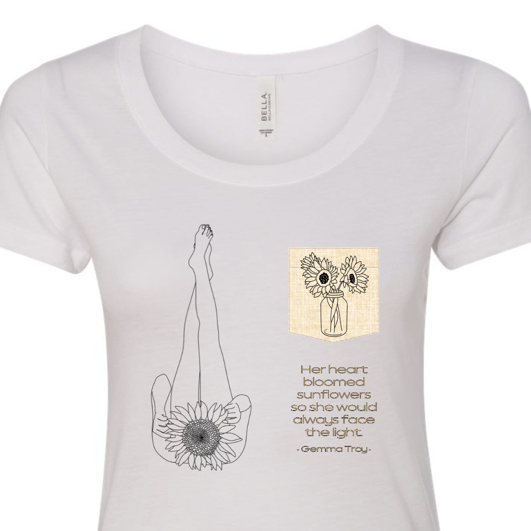 Heart of Sunflowers Triblend Pocket Tee - Stella Sage