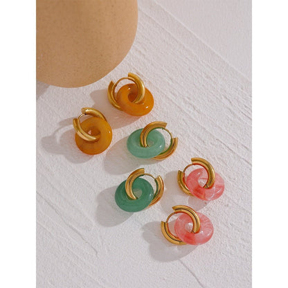 Natural Stone Drop Hoop Earrings - Stella Sage