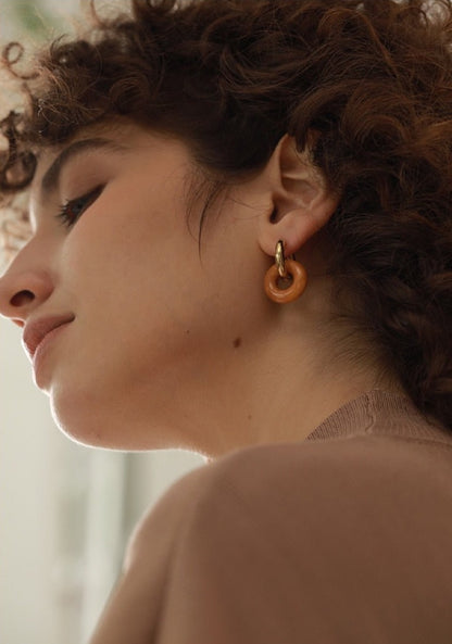 Natural Stone Drop Hoop Earrings - Stella Sage