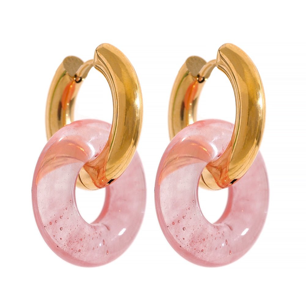Natural Stone Drop Hoop Earrings - Stella Sage