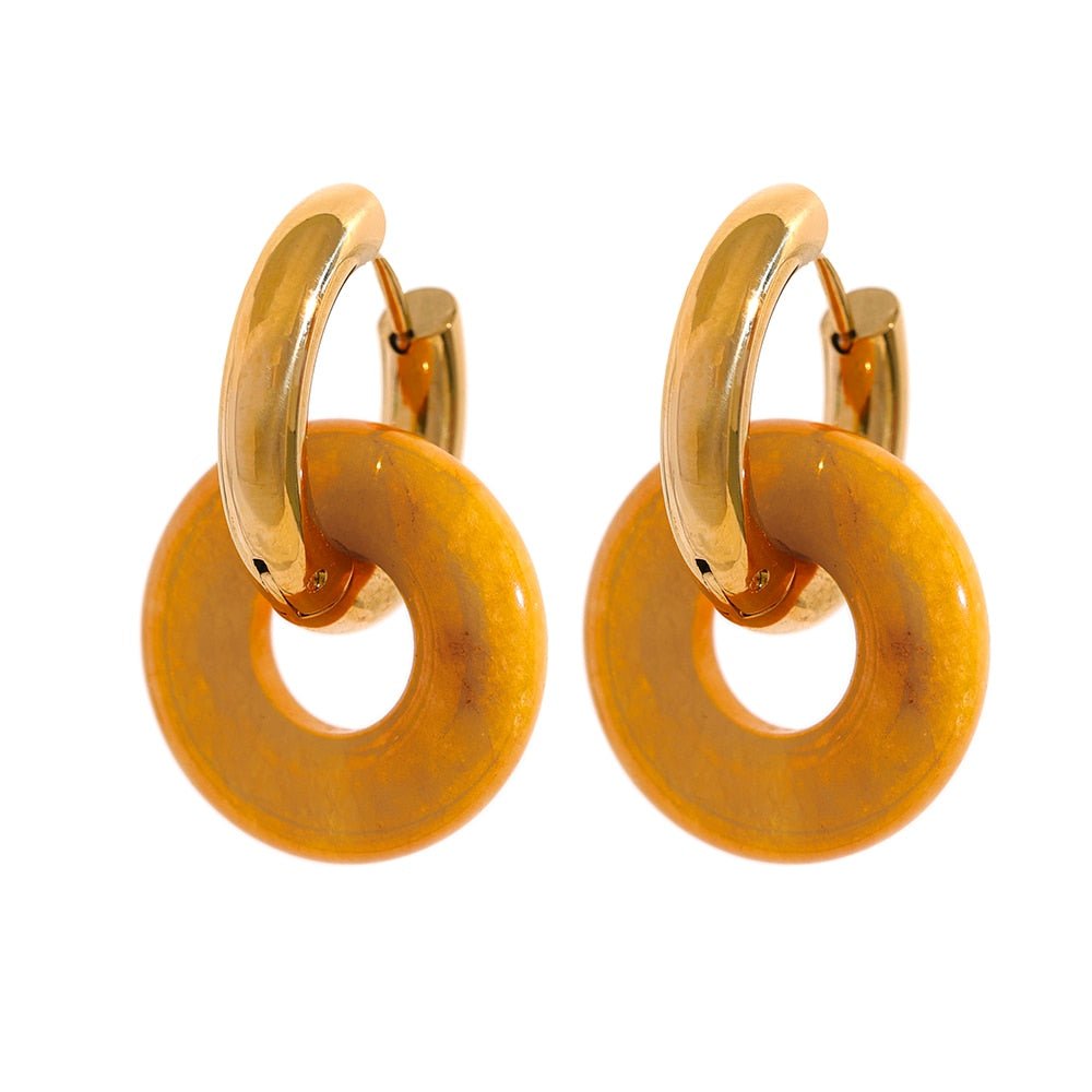 Natural Stone Drop Hoop Earrings - Stella Sage