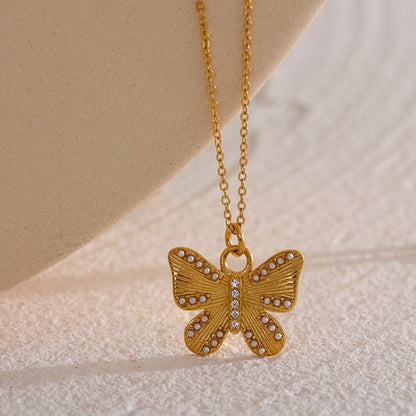 Pearl Winged Butterfly Necklace - Stella Sage