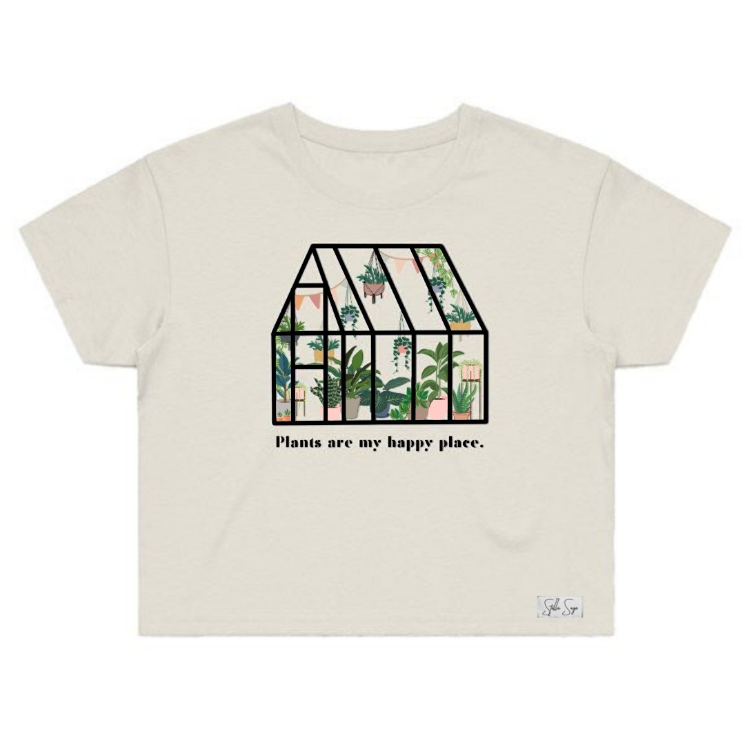 Plants are my Happy Place Crop Tee - Stella Sage