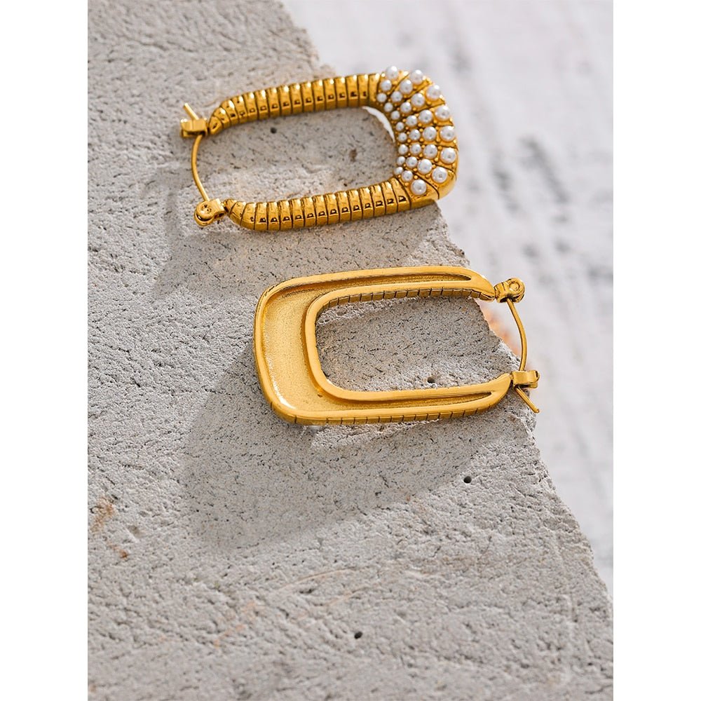 Polarized Pearl Hoop Earrings - Stella Sage