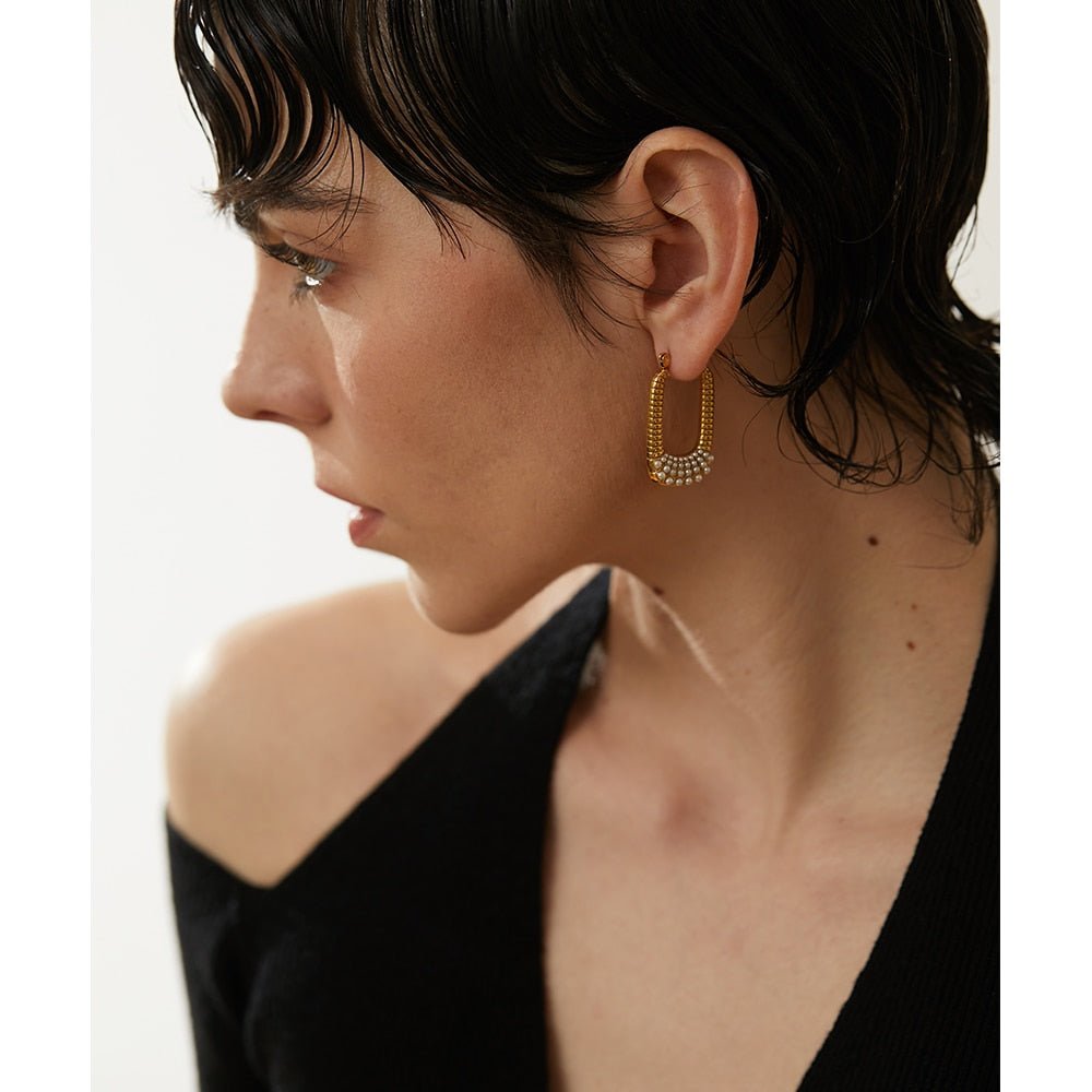 Polarized Pearl Hoop Earrings - Stella Sage