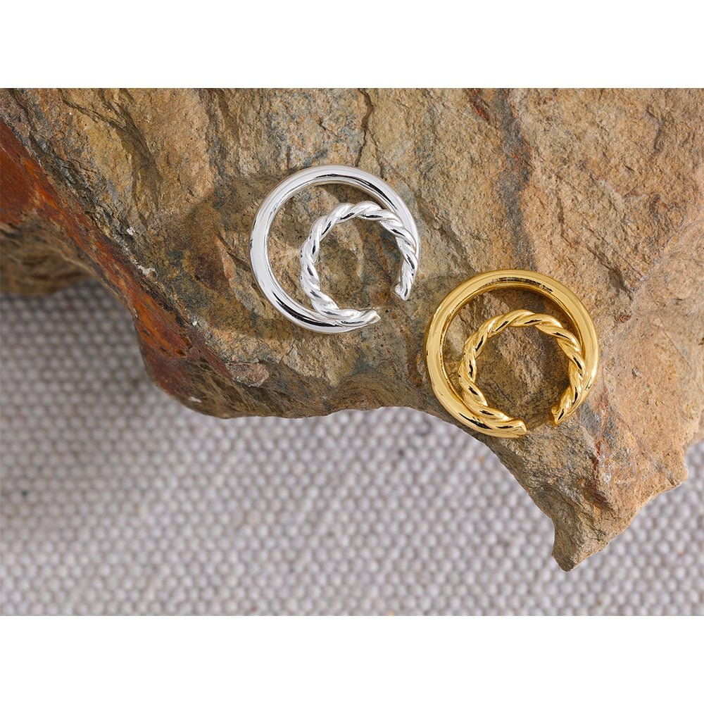 Spiraling Down Stacked Sterling Cartilage Cuff - Stella Sage