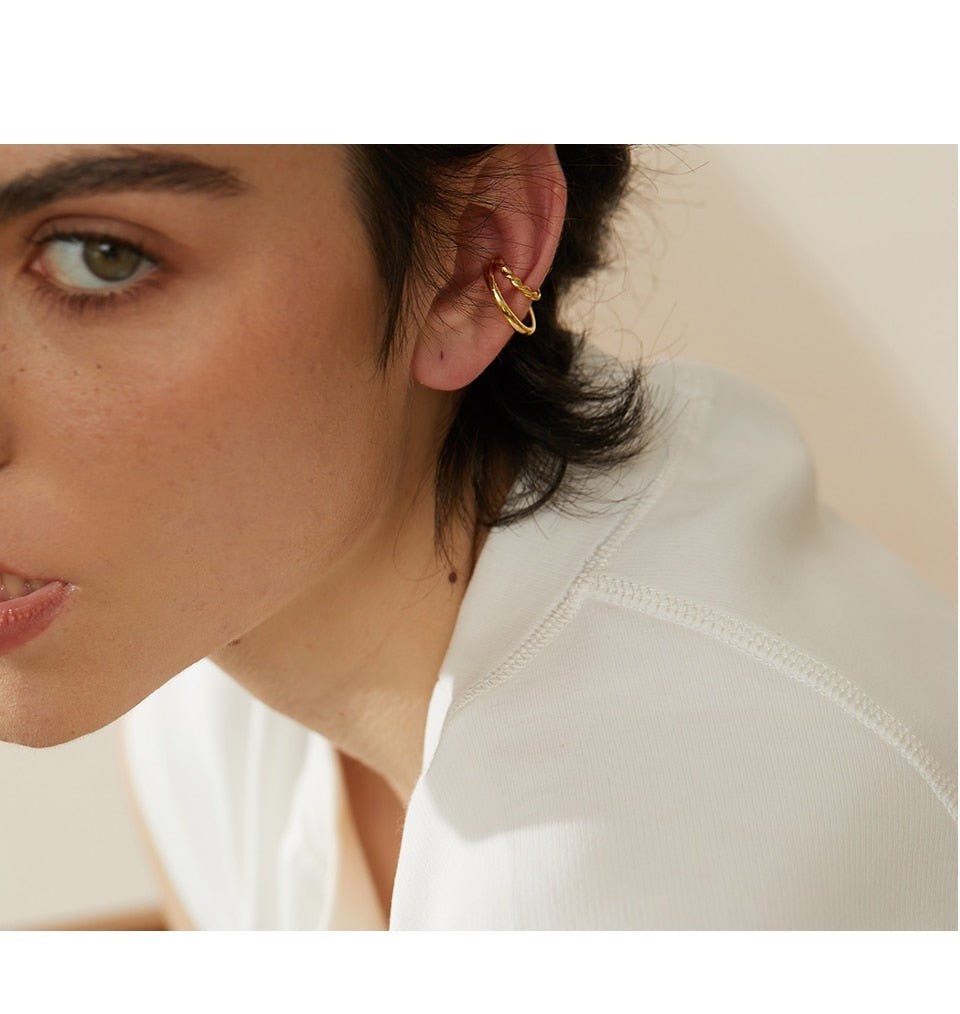 Spiraling Down Stacked Sterling Cartilage Cuff - Stella Sage