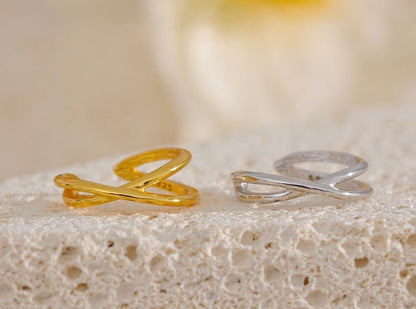 Sterling Intersected Cartilage Cuff - Stella Sage