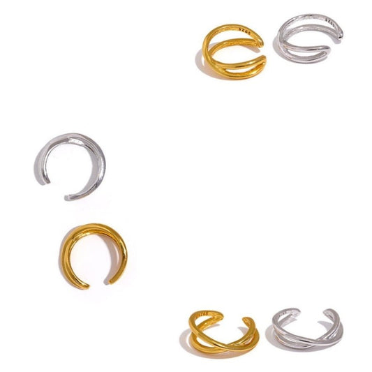 Sterling Intersected Cartilage Cuff - Stella Sage