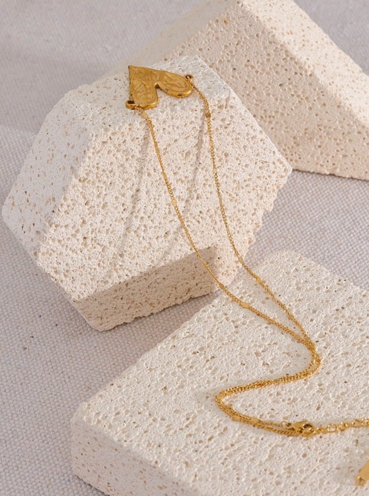 Textured Heart Necklace - Stella Sage