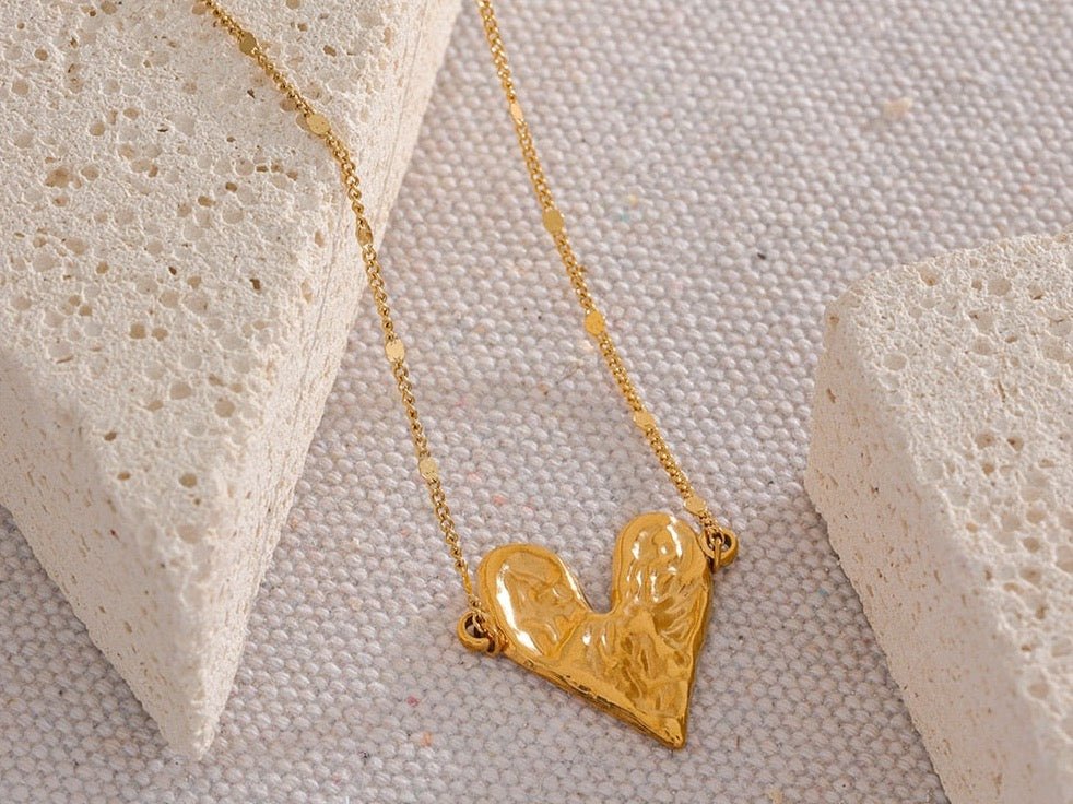 Textured Heart Necklace - Stella Sage