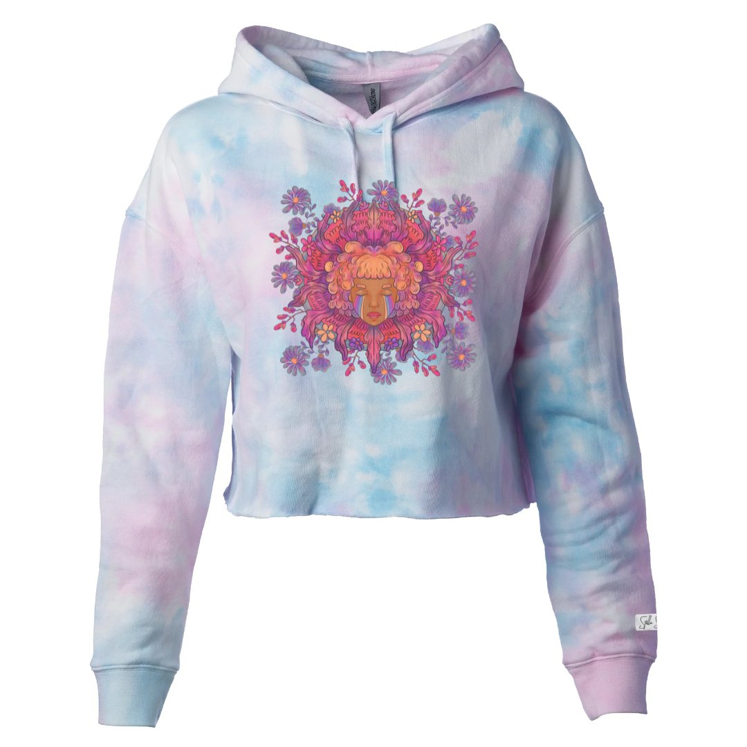 Trippy Flower Child Tie Dye Crop Hoodie - Stella Sage