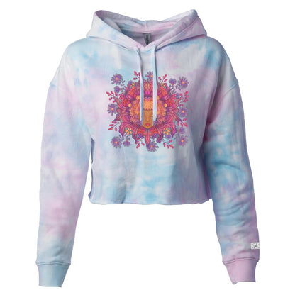 Trippy Flower Child Tie Dye Crop Hoodie - Stella Sage